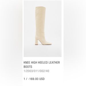 Zara knee high boots cream color leather